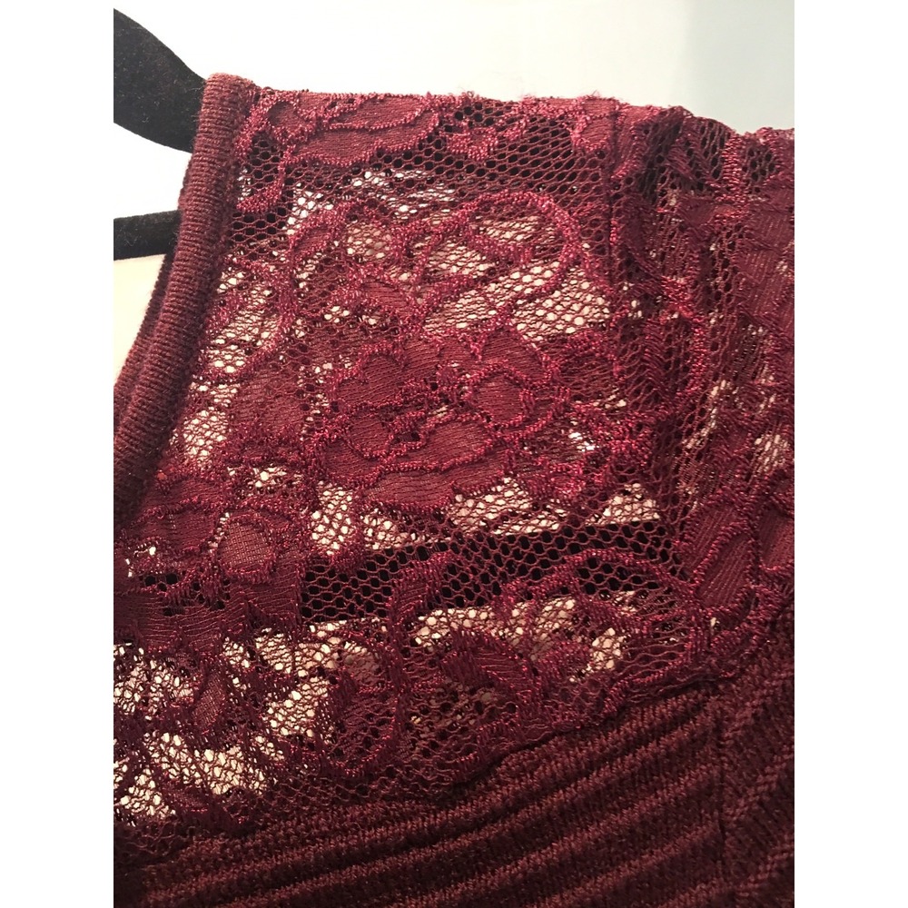 Jessica Simpson Opera Ribbed Sweater Dress Lace Wine Red Christmas 60347666 M - Picture 9 of 9